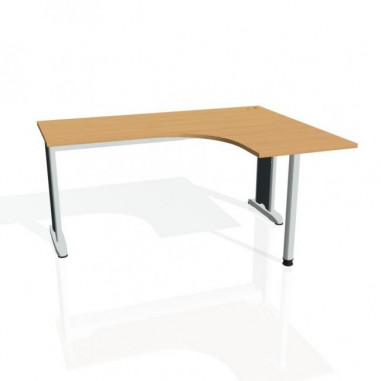 Pracovný stôl Flex, ergo, ľavý, 160x75,5x120 (60x60) cm, buk/kov