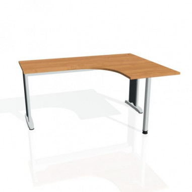Pracovný stôl Flex, ergo, ľavý, 160x75,5x120 (60x60) cm, jelša/kov