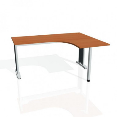 Pracovný stôl Flex, ergo, ľavý, 160x75,5x120 (60x60) cm, čerešňa/kov