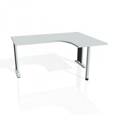 Pracovný stôl Flex, ergo, ľavý, 160x75,5x120 (60x60) cm, sivá/kov