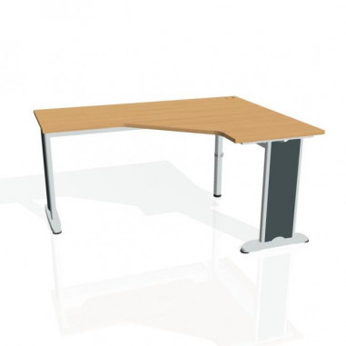 Pracovný stôl Flex, ergo, ľavý, 160x75,5x120 (60x60) cm, buk/kov