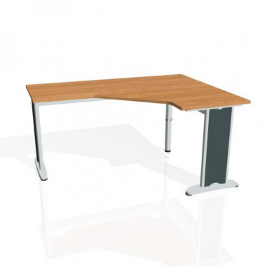 Pracovný stôl Flex, ergo, ľavý, 160x75,5x120 (60x60) cm, jelša/kov