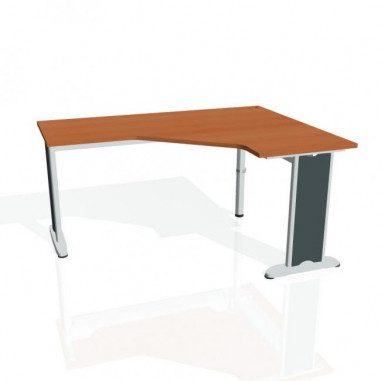 Pracovný stôl Flex, ergo, ľavý, 160x75,5x120 (60x60) cm, čerešňa/kov