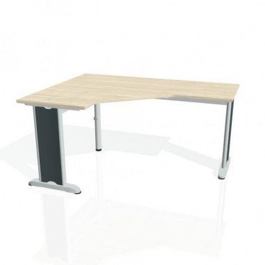 Pracovný stôl Flex, ergo, pravý, 160x75,5x120 (60x60) cm, agát/kov