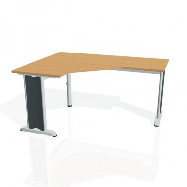 Pracovný stôl Flex, ergo, pravý, 160x75,5x120 (60x60) cm, buk/kov