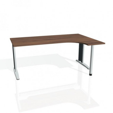 Pracovný stôl Flex, ergo, ľavý, 180x75,5x120 (80x40) cm, orech/kov