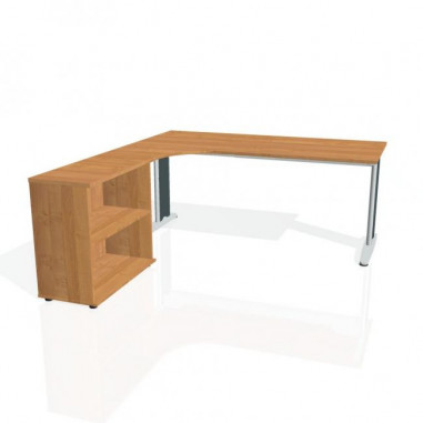 Pracovný stôl Flex, ergo, pravý, 180x75,5x200,0 (40x80) cm, jelša/kov