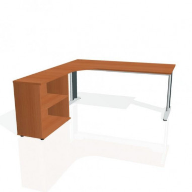 Pracovný stôl Flex, ergo, pravý, 180x75,5x200,0 (40x80) cm, čerešňa/kov