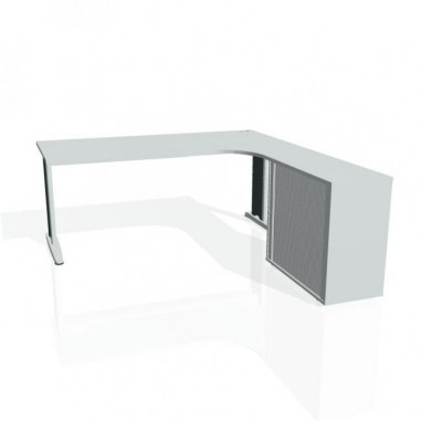Pracovný stôl Flex, ergo, ľavý, 180x75,5x200,0 (80x40) cm, sivá/kov