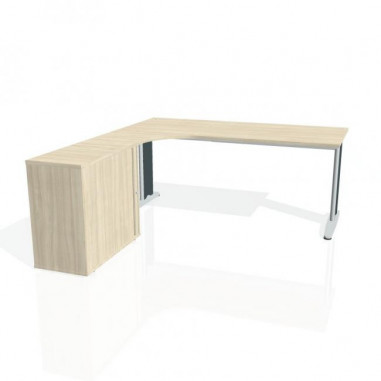 Pracovný stôl Flex, ergo, pravý, 180x75,5x200,0 (40x80) cm, agát/kov