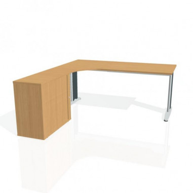 Pracovný stôl Flex, ergo, pravý, 180x75,5x200,0 (40x80) cm, buk/kov