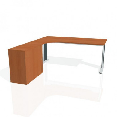 Pracovný stôl Flex, ergo, pravý, 180x75,5x200,0 (40x80) cm, čerešňa/kov