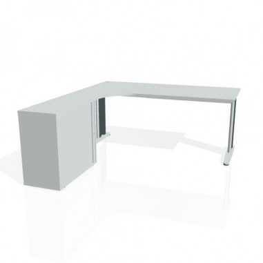 Pracovný stôl Flex, ergo, pravý, 180x75,5x200,0 (40x80) cm, sivá/kov
