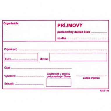 Príjmový pokladničný doklad bez DPH, A6