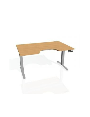 Pracovný stôl Motion Ergo, PO, 2S, 140x70,5-120,5x90 cm, buk/sivá