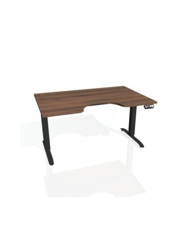 Pracovný stôl Motion Ergo, PO, 2S, 140x70,5-120,5x90 cm, orech/čierna