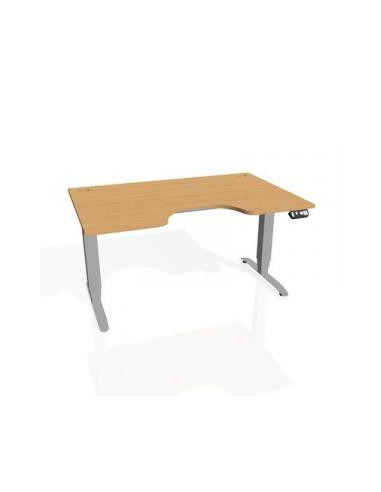Pracovný stôl Motion Ergo, PO, 3S, 140x61-128x90 cm, buk/sivá