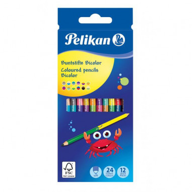 Farbičky Pelikan Bicolor 12 ks 24 farieb