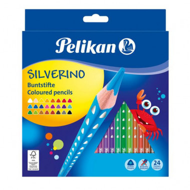 Farbičky Pelikan Silverino trojhranné tenké 24ks