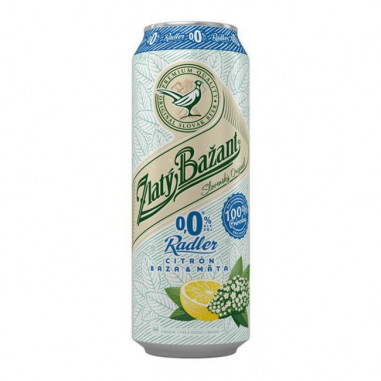 Pivo Zlatý Bažant 0% nealko radler 6 x 0,5 ℓ Citrón Baza Mäta plechovka