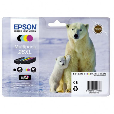 Atramentová náplň Epson C13T263640 CMYK multipack 26XL Claria pre XP-600/700 (3x9,7/12,2ml)