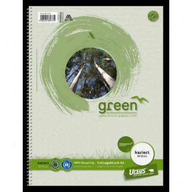 Blok College Format Werk Ursus Green A4 80 listov štvorčekový 60g recyklovaný